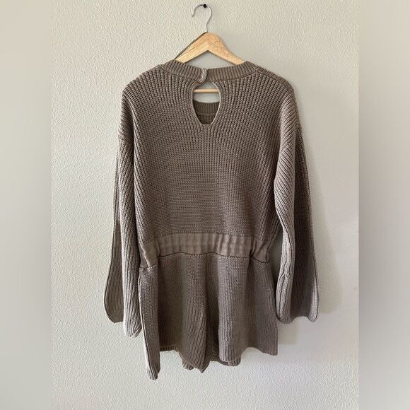 Mable Sloan Knit Oversized Sweater Romper Taupe Brown Size S / M - Picture 7 of 9